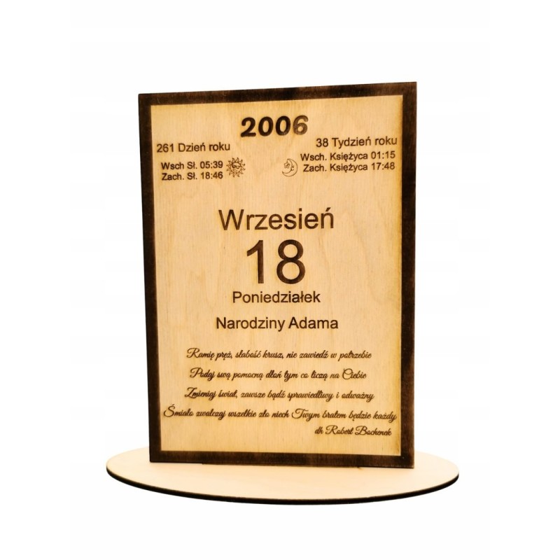 Drewniana Kartka z Kalendarza - Personalizowany Prezent na Każdą Okazję Drewniana Kartka z Kalendarza - Personalizowany Prezent na Każdą Okazję