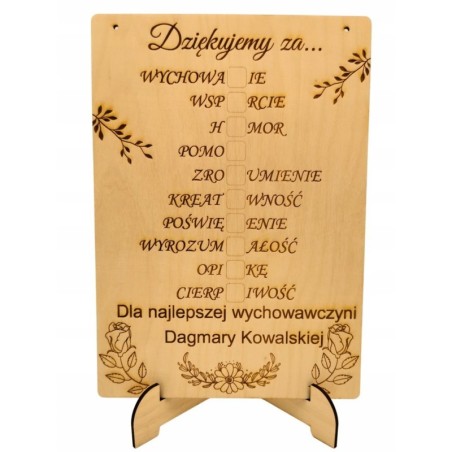 Drewniana Tablica w Formie Krzyżówki Dzień Nauczyciela