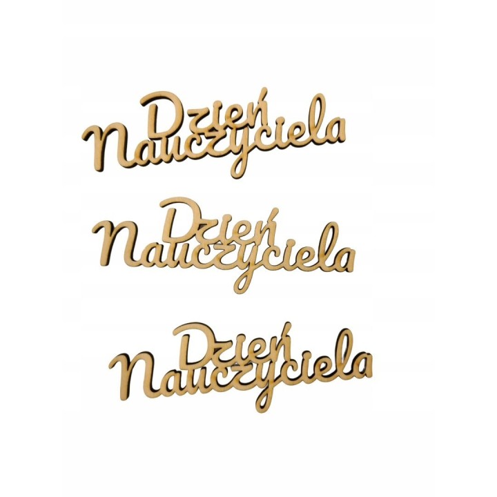Drewniany napis "Dzień Nauczyciela" wycięty ze sklejki - 12x4,5 cm