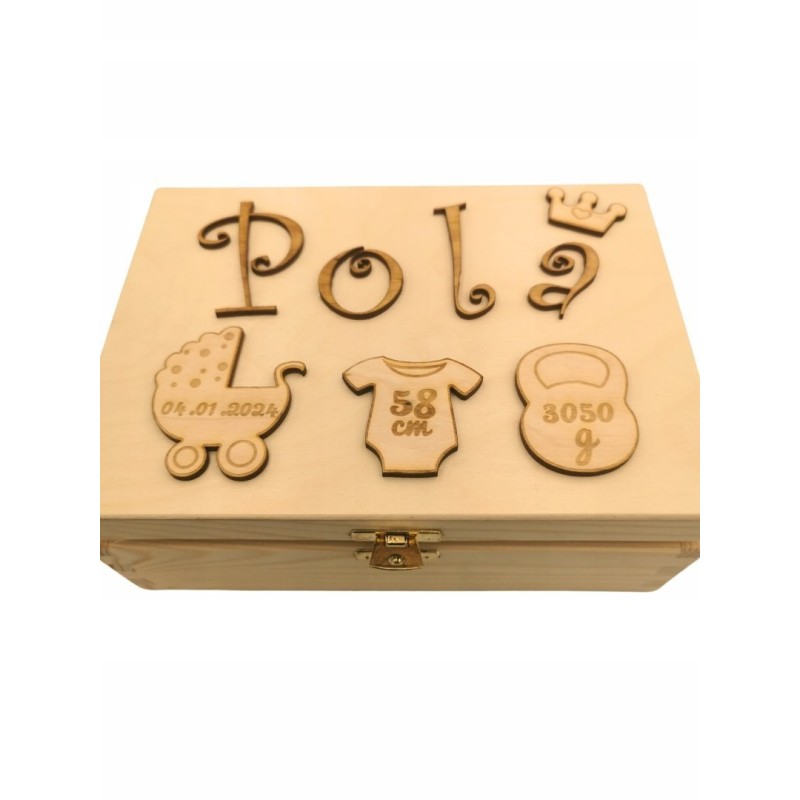 Elegancka Skrzynia Skarbów - Personalizowane Pudełko Metryczka