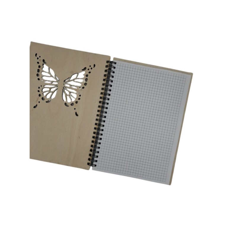 Zeszyt/Notes w kratkę z dowolnym napisem grawerowany motyl Zeszyt/Notes w kratkę z dowolnym napisem grawerowany motyl