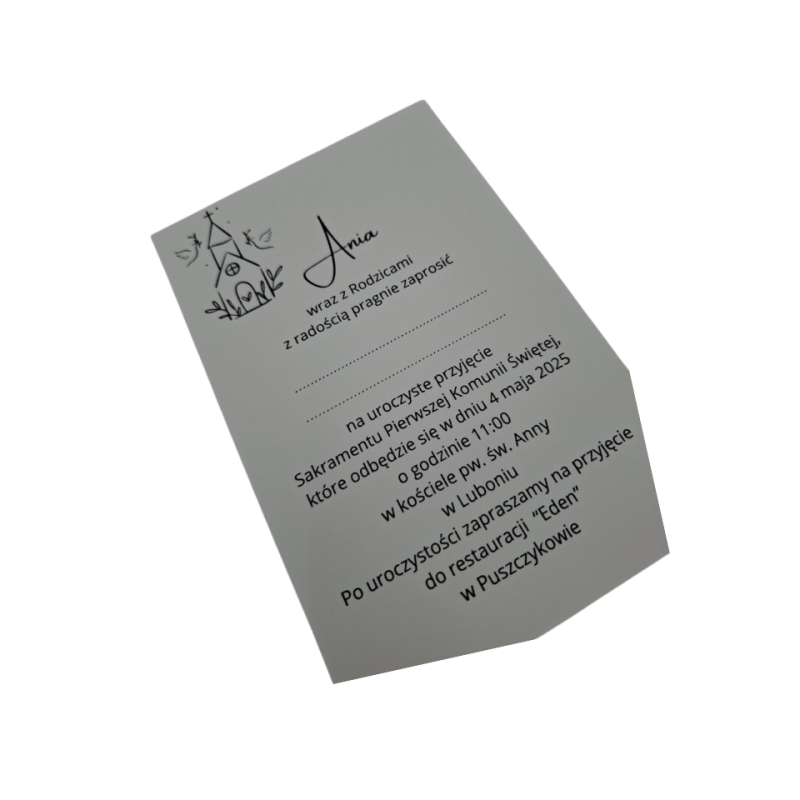 Zaproszenie na I Komunię Świętą wzór Ania