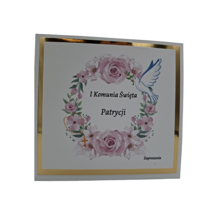 Zaproszenie na Pierwszą Komunię Świętą wzór Patrycja Gold
