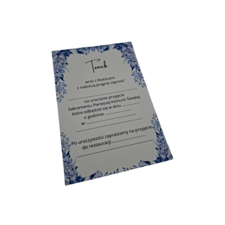 Zaproszenie na I Komunię Świętą wzór Tomek blue