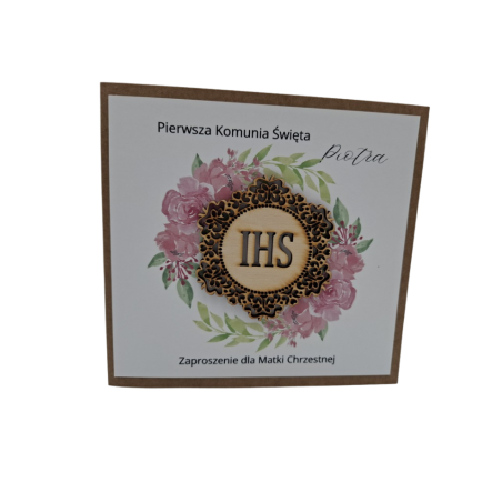 Zaproszenie dla Matki Chrzestnej wzór Emilka