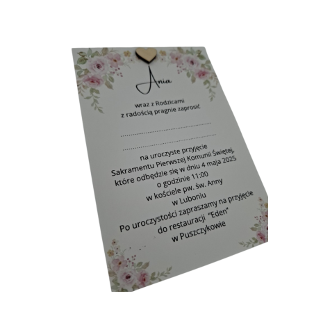 Zaproszenie na I Komunię Świętą wzór Ania kolor