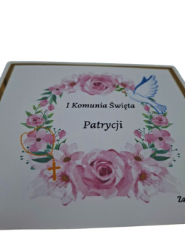 Zaproszenia Pierwsza Komunia Św. złoto lustro