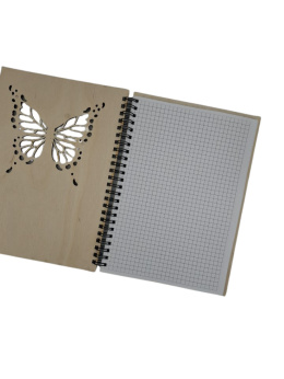 Zeszyt/Notes w kratkę z dowolnym napisem grawerowany motyl