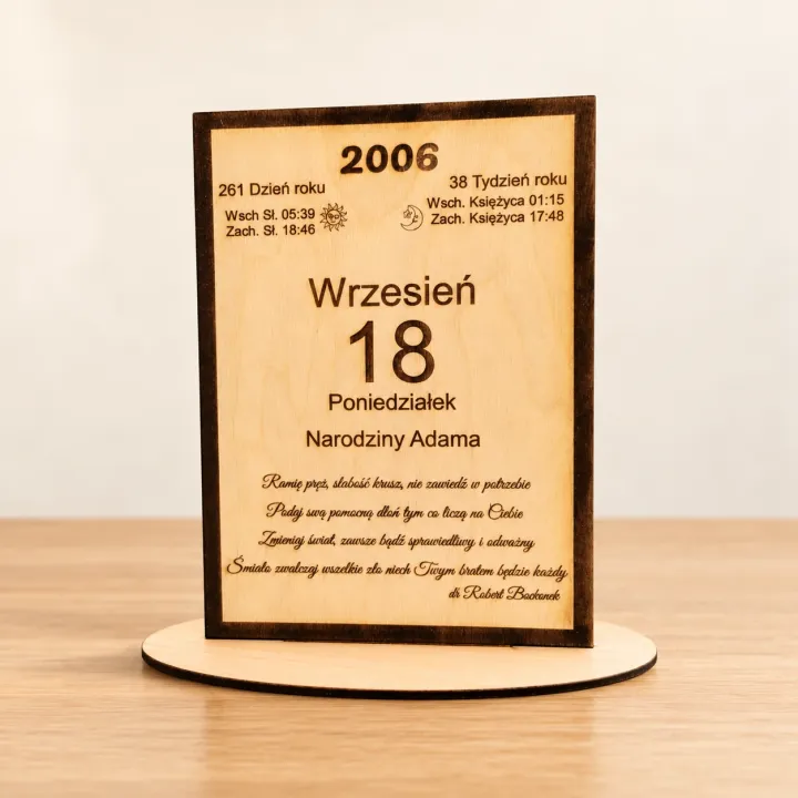 Drewniana Kartka z Kalendarza - Personalizowany Prezent na Każdą Okazję