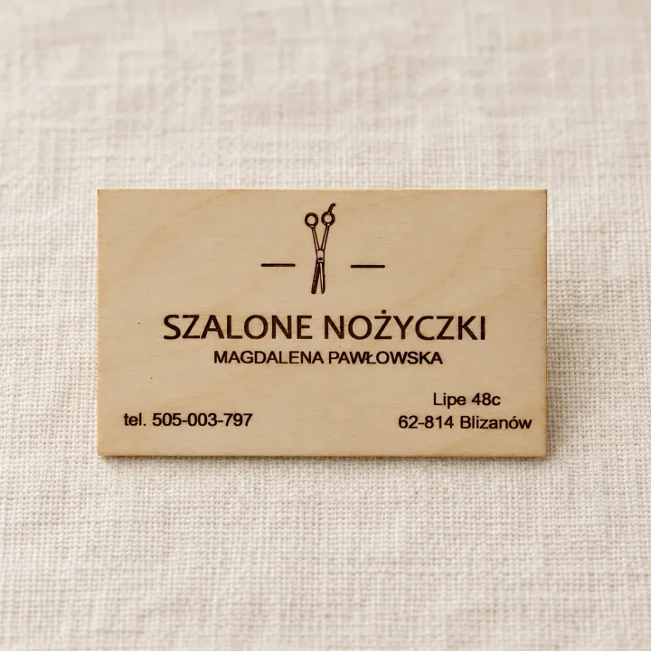 Wizytówki drewniane grawerowane