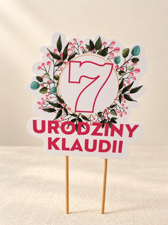 Kolorowy topper urodzinowy z imieniem i wiekiem